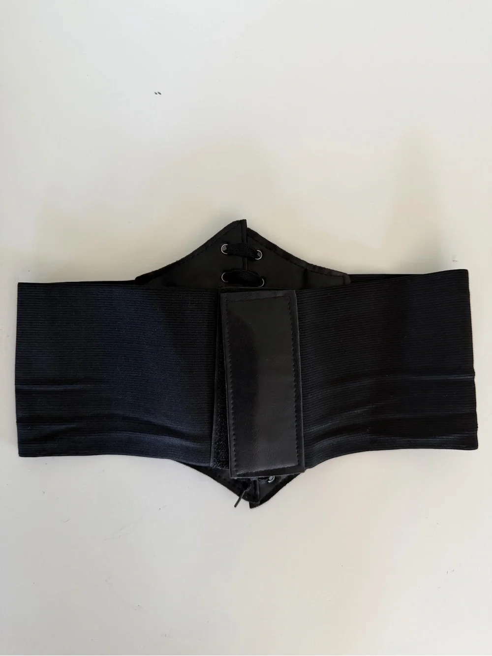 Black Lace-Up Elastic Waist Corset Belt